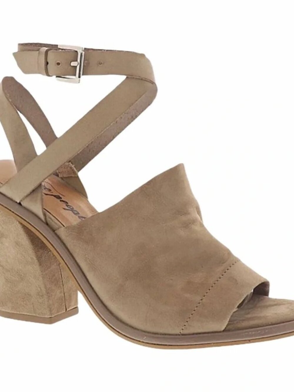 Free People See Ya There taupe Strappy Buckle suede Leather sandal size 38 / 7.5